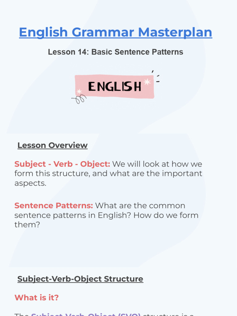 English Sentence Patterns Explained | PDF | Verb | Noun