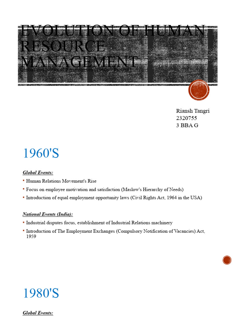 Evolution of Human Resource Management | PDF | Human Resource ...