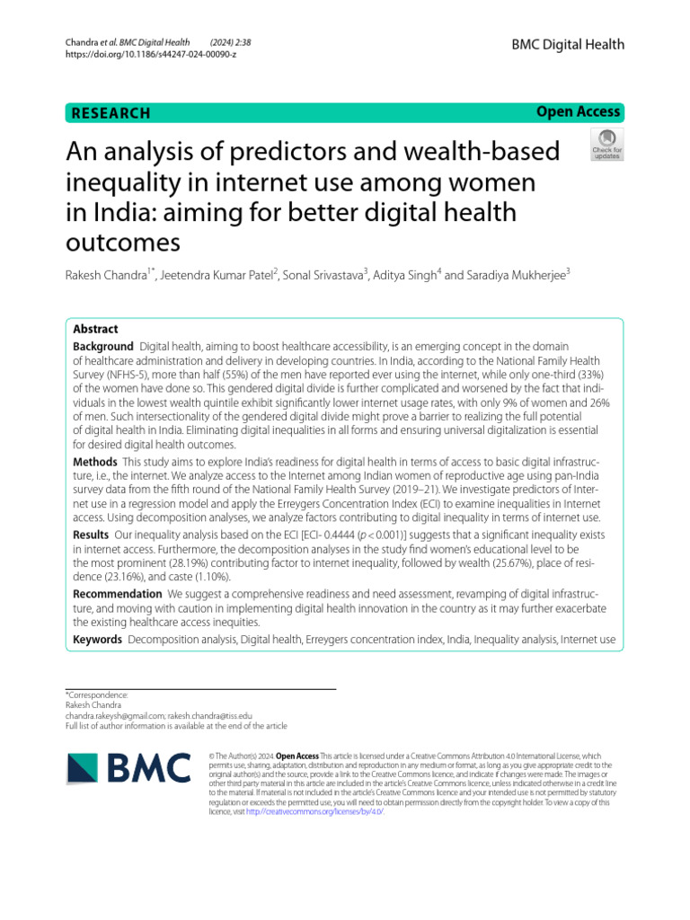 An Analysis of Predictors and Wealth-Based Inequality in Internet Use ...