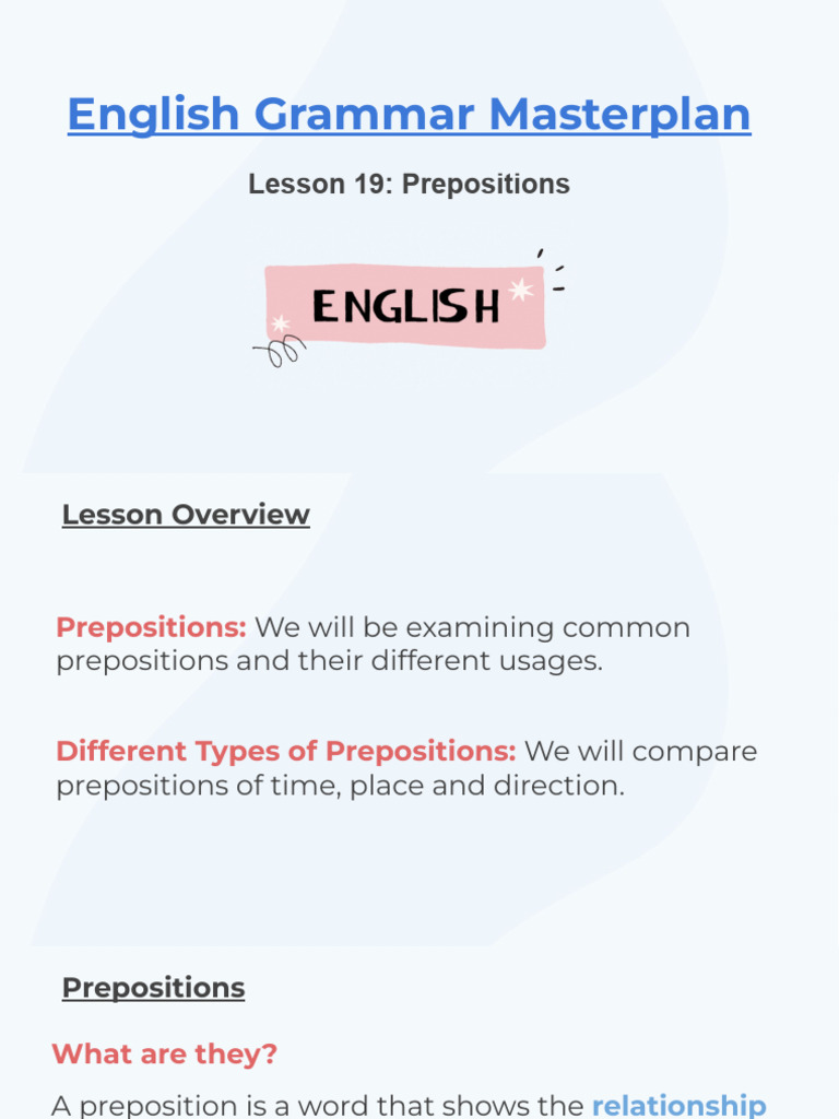 Lesson+19.+Prepositions | Download Free PDF | Preposition And ...