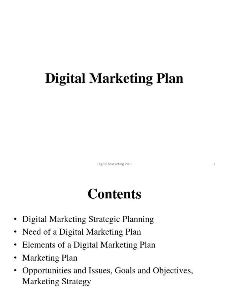 Digital Marketing Plan Pdf Digital Marketing Marketing