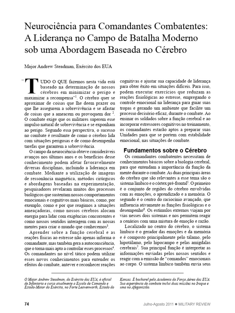 Neurociência para Comandantes Combatentes | PDF | Emoções | Memória