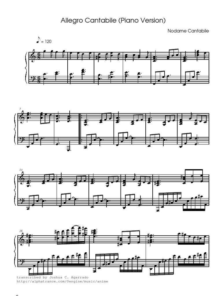 Nodame Cantabile Allegro Cantabile Piano Version