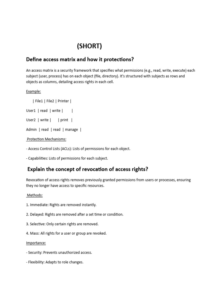 Revocation of Access Rights Explained | PDF | File System | Kernel ...