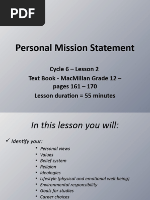 Personal Mission Statement