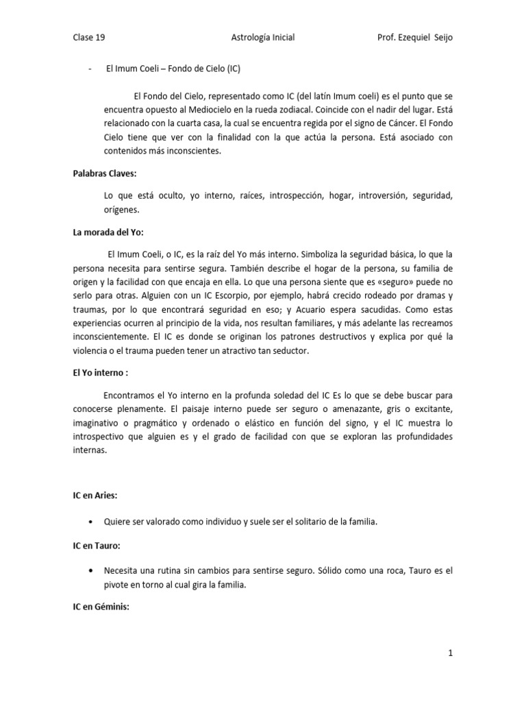 Significado del Imum Coeli en Astrología | PDF | Astrología ...