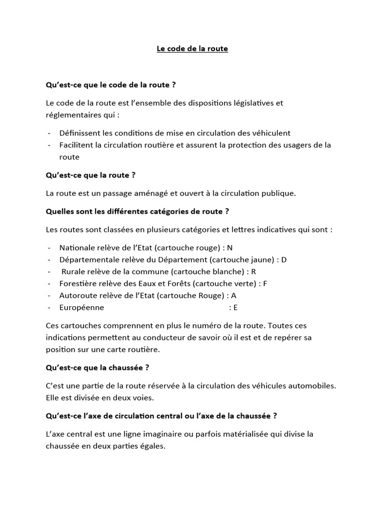 Comprendre le Code de la Route | PDF | Autoroute | Route