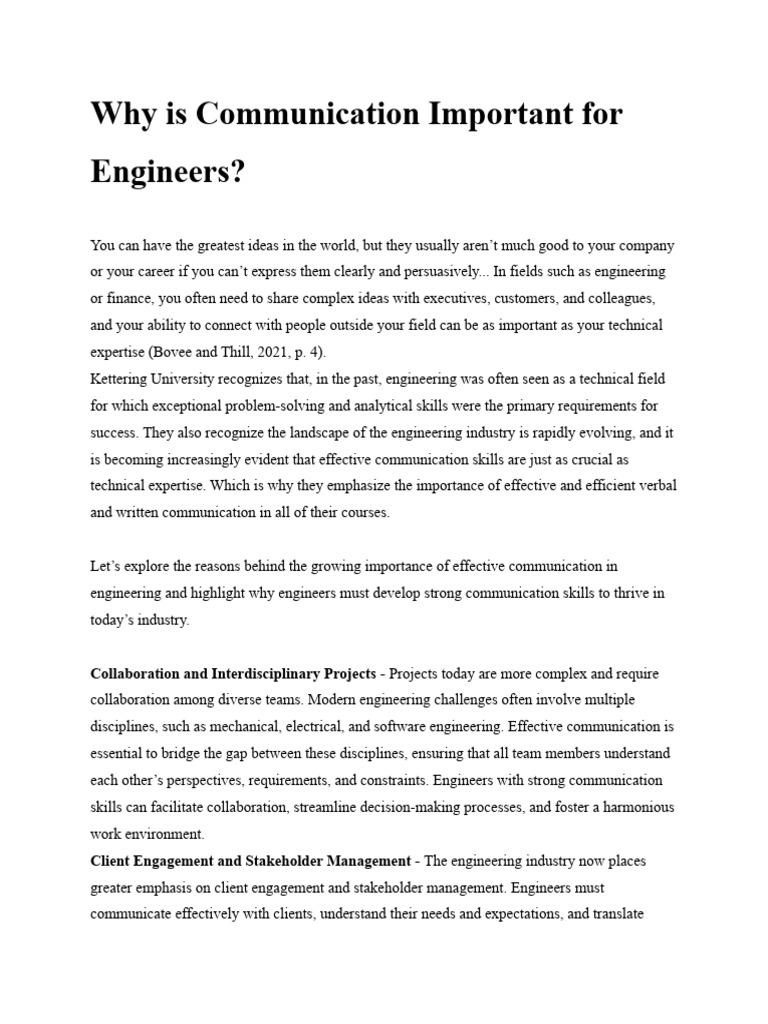 Importance of Communication for Engineers | PDF | Communication ...