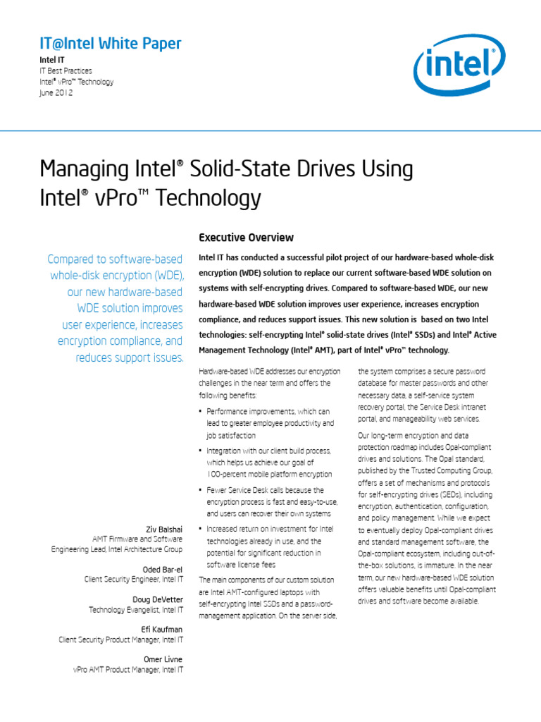 Managing Intel® Solid-State Drives Using Intel® Vpro™ Technology | PDF ...