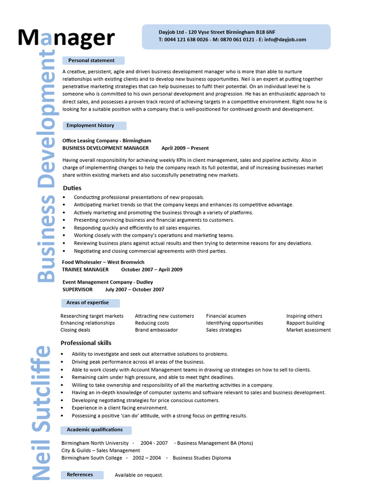 Business Development Manager WR | PDF | Sales | Marketing