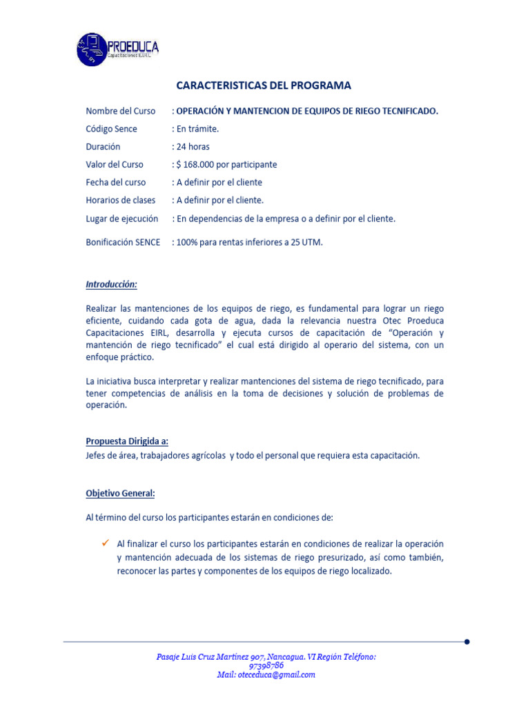 Programa de Riego Tecnificado | PDF | Riego | Aprendizaje