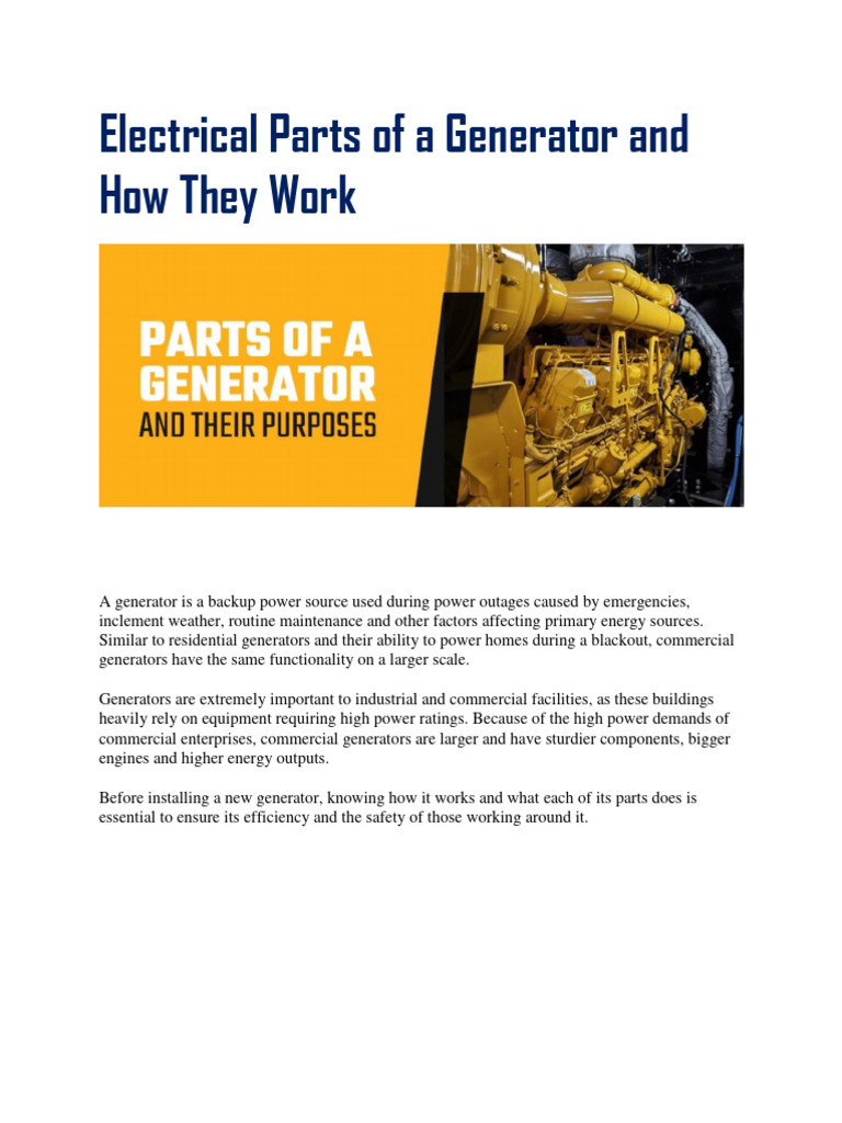 Parts and Functions of Electric Generators | PDF | Relay | Fuse ...