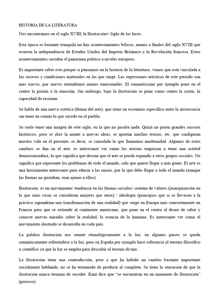 TEMARIO Historia de La Lit | PDF | Era de iluminacion | Ensayos
