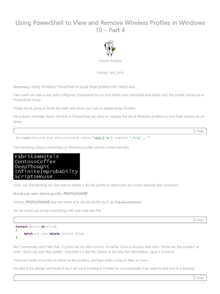 Using PowerShell To View and Remove Wireless Profiles in Windows 10 ...