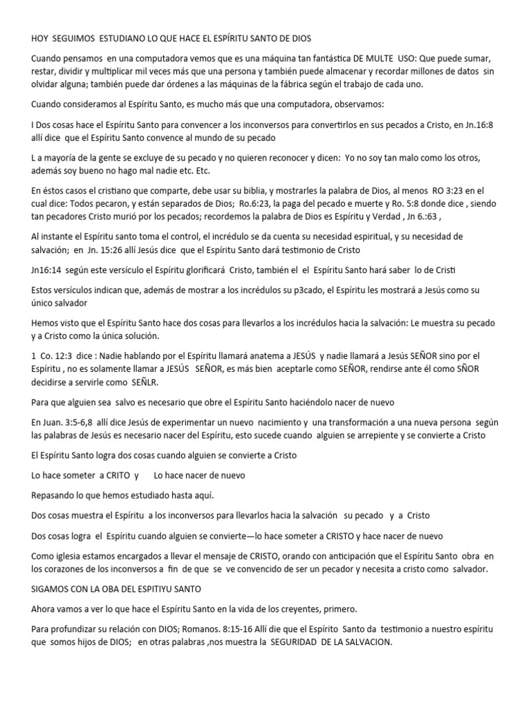 Lo Que Hace El Espiritu Santo | PDF | Cristo (título) | Oración