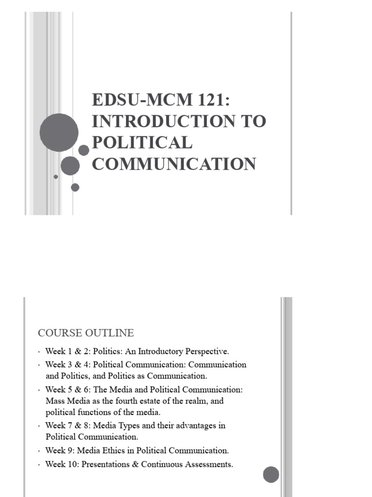 Edsu Mcm 121 Political Communication Pdf Mass Media Communication