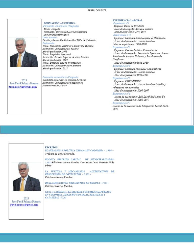 Perfil de José Polania: Abogado y Docente | PDF | Colombia | Institución