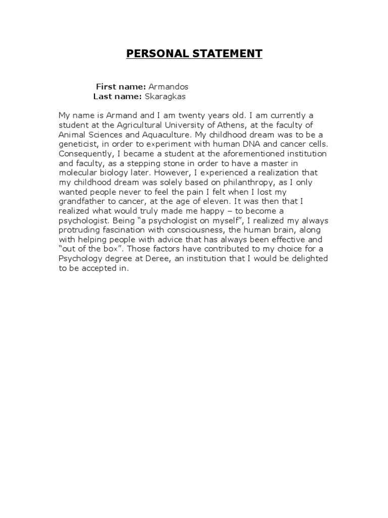 Personal Statement | PDF | Self-Improvement | Science & Mathematics