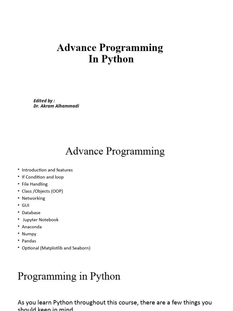 Advanced Python Programming Guide | PDF | Variable (Computer Science ...