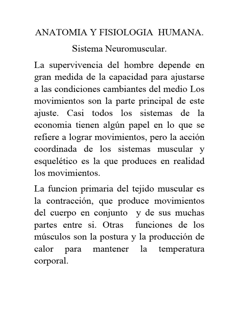 Anatomia Y Fisiologia Humana Pdf Músculo Contracción Muscular
