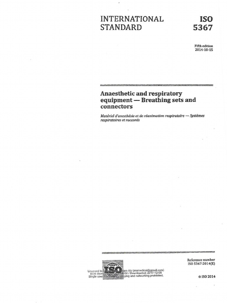 ISO 5367:2014 Breathing Sets Standard | PDF | International ...