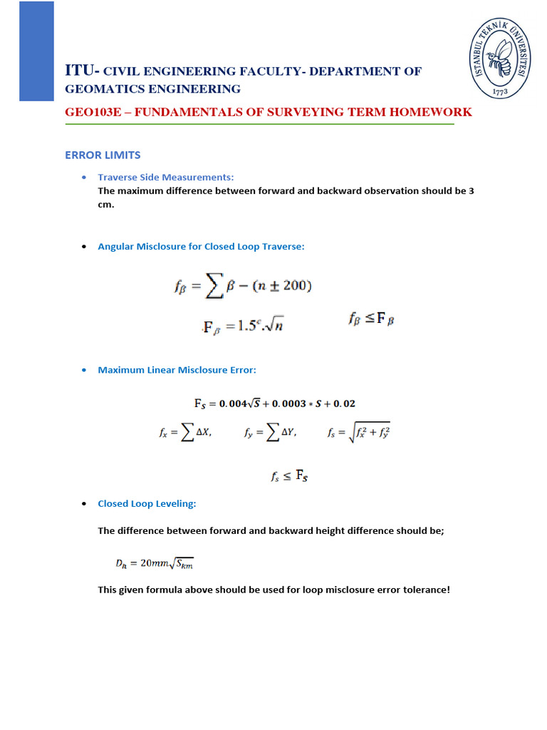 Surveying Error Limits and Tolerances | PDF | Home & Garden | Science ...