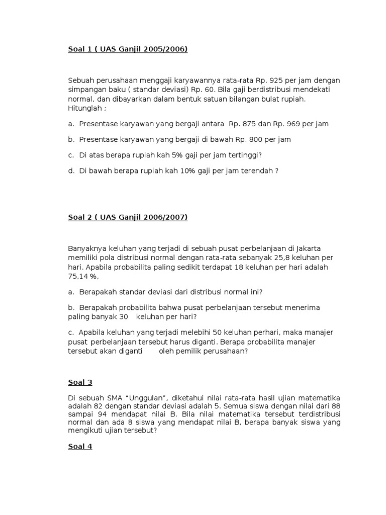 Soal Distribusi Normal