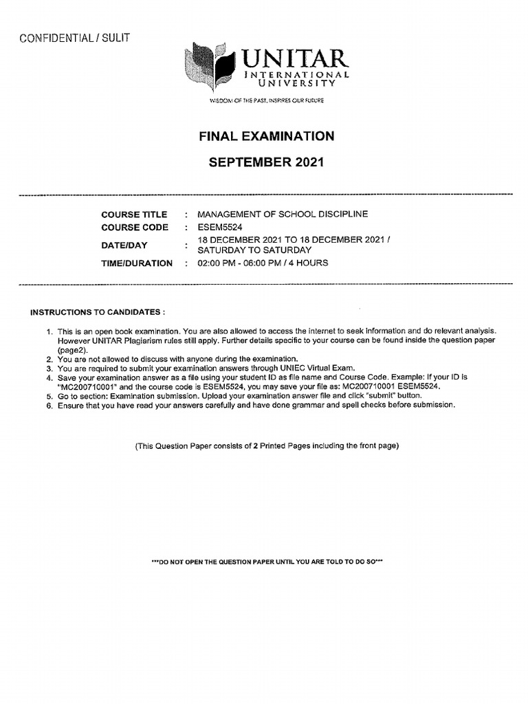 School Discipline Examples