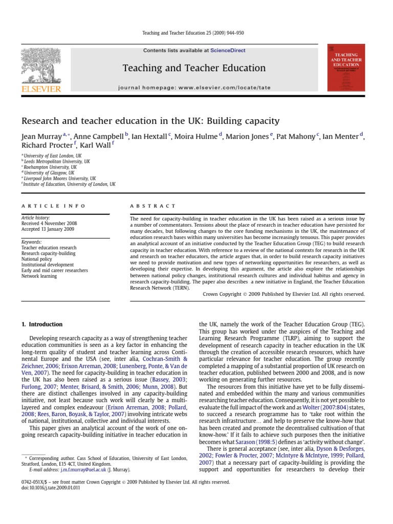 Teaching and Teacher Education | PDF | Capacity Building | Teacher ...