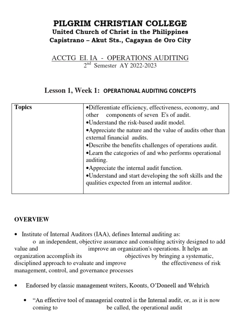 Operational Auditing Concepts Overview | PDF | Audit | Internal Audit