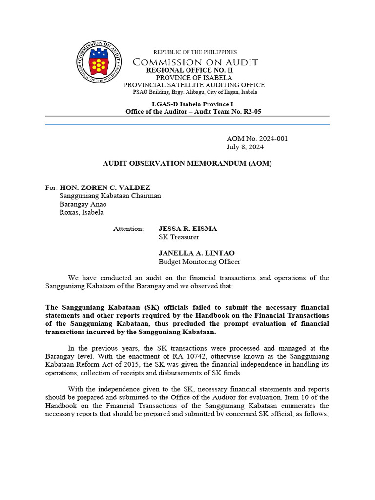 AOM SK Roxas PDF Financial Statement Audit