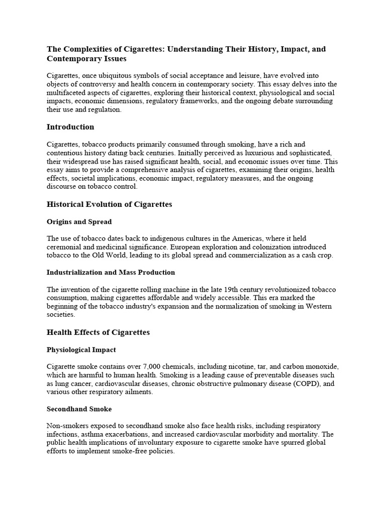 The Complex Impact of Cigarettes Today | PDF | Cigarette | Smoking