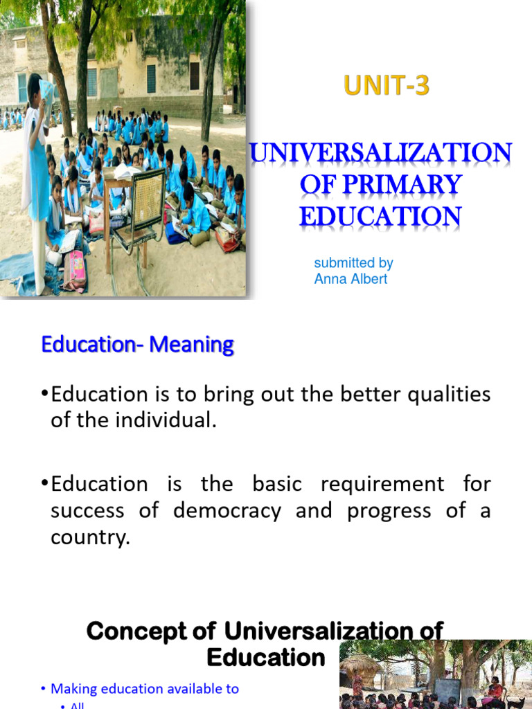 Universalization of Primary Education in India | PDF