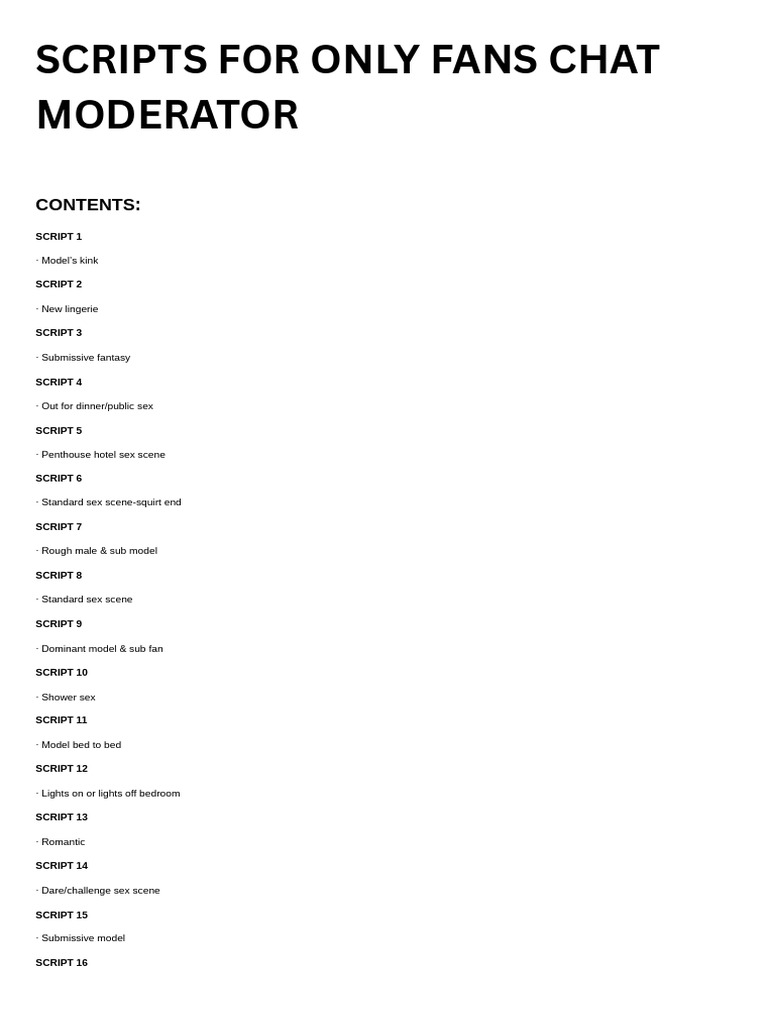 Scripts for only fans chat moderator pdf