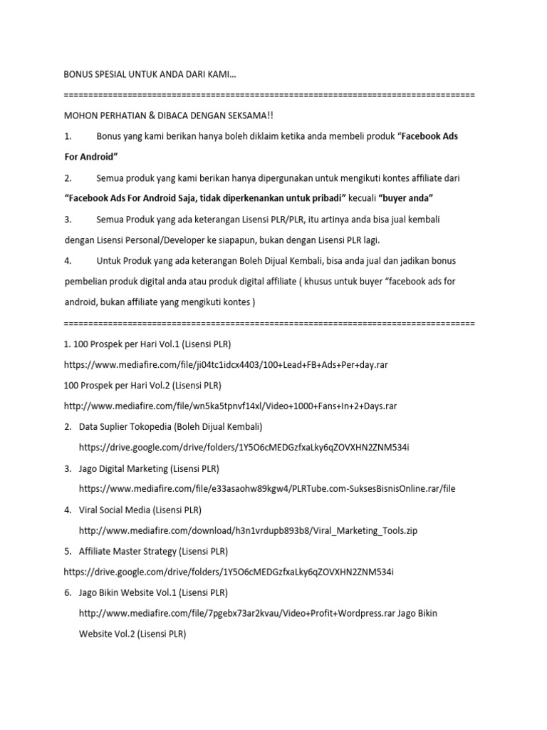 Bonus spesial untuk anda dari kami pdf internet social media