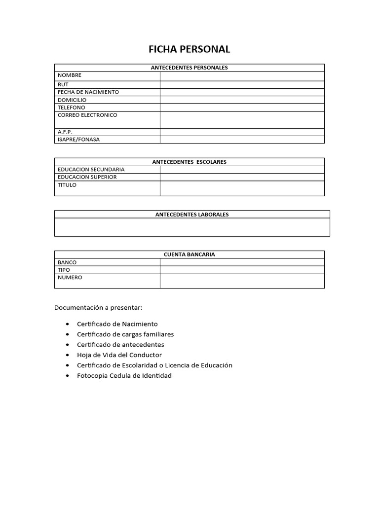 Ficha Personal | PDF | Crecimiento personal y profesional | Derecho
