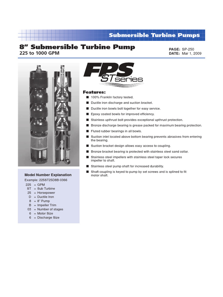 Submersible Turbine Pump Specifications | PDF | Pump | Horsepower