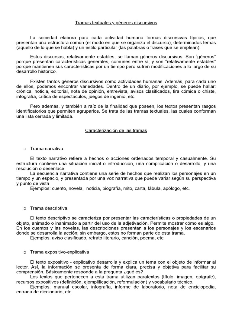 Géneros discursivos y tramas textuales | PDF | Narrativa | Narración
