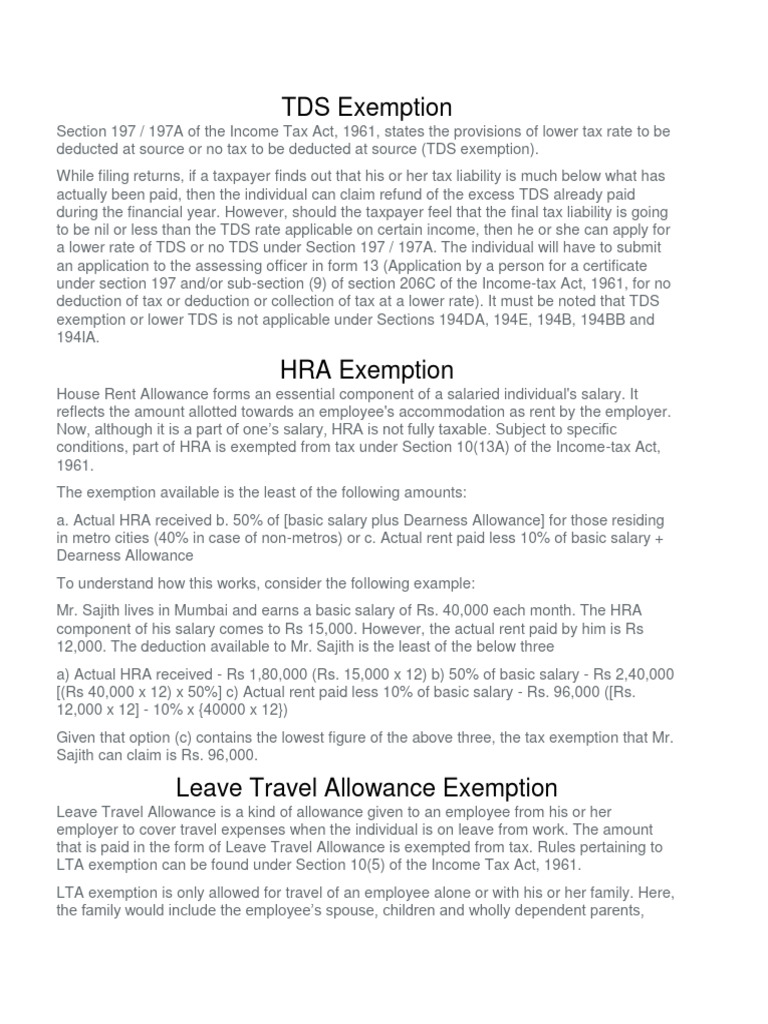 Income Tax Exemptions Explained | PDF | Tax Deduction | Taxes