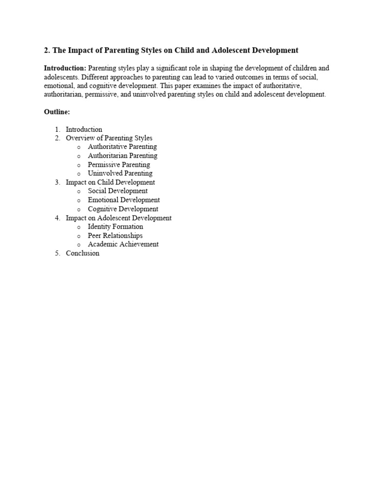 Impact Of Parenting Styles On Child Development Research Paper