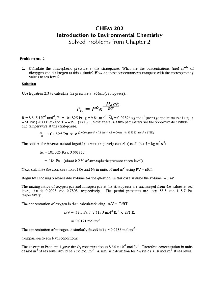 Solved Problems Chapter 2 | PDF | Atmosphere Of Earth | Troposphere