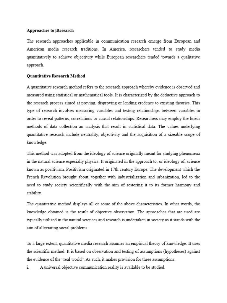 Approaches To Research | PDF | Quantitative Research | Methodology