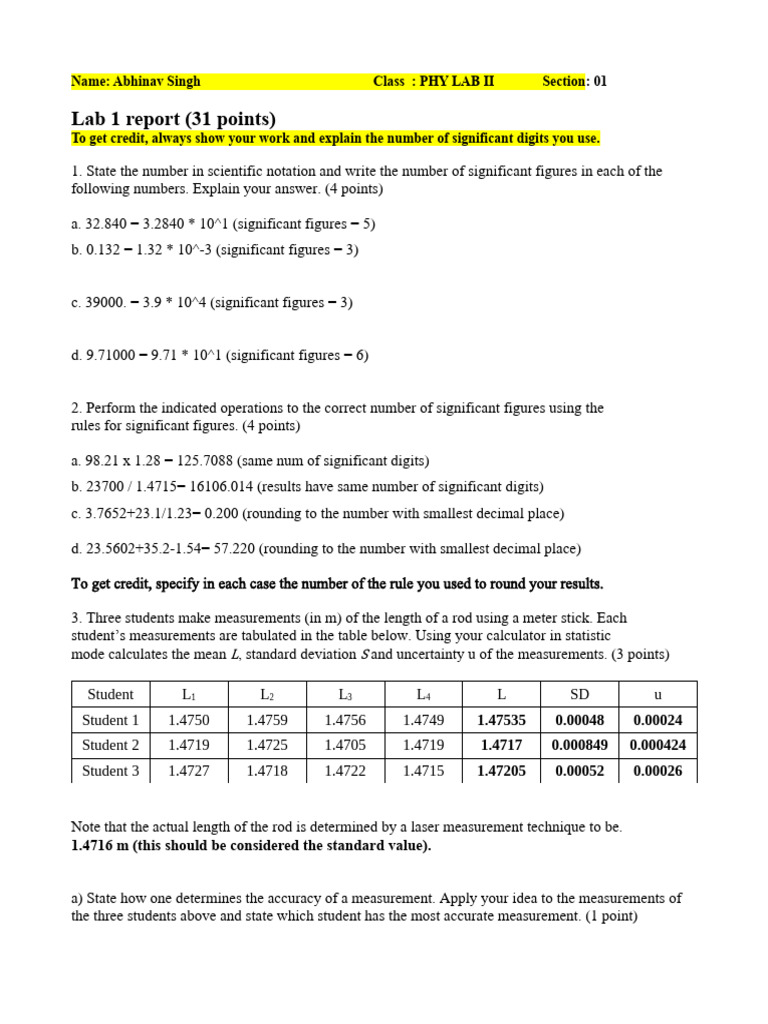 Lab 1 Tools II Report - Fall - Abhinav Singh | PDF | Significant ...