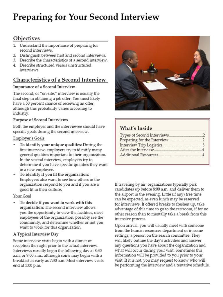 Preparing for Your Second Interview | PDF | Employment | Interview