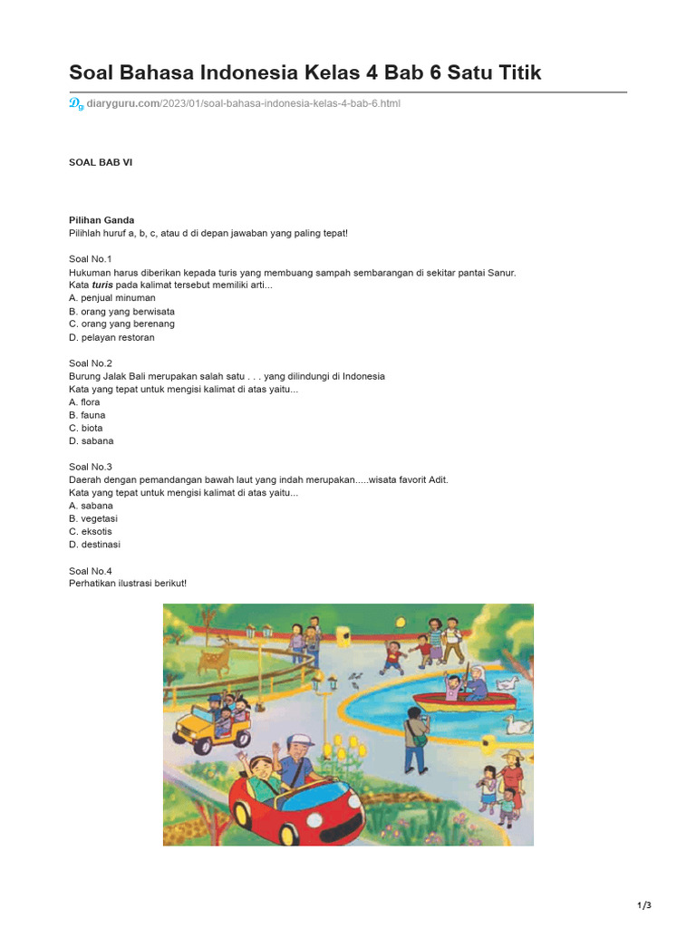 Soal Bahasa Indonesia Kelas 4 Bab 6 | PDF