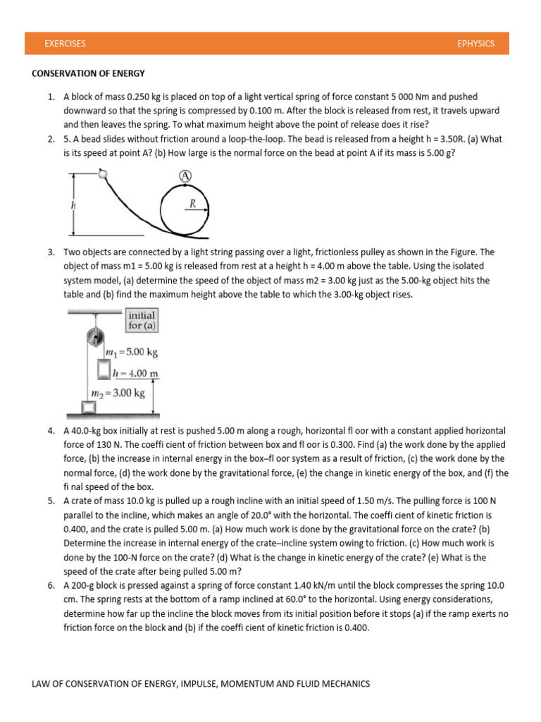 Activity F - Law of Conservation of Energy, Impulse, Momentum and Fluid ...