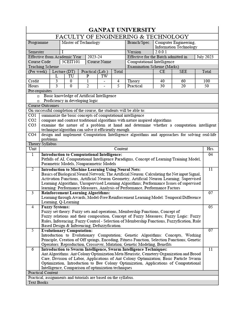 Master of Technology in Computational Intelligence | PDF | Machine ...