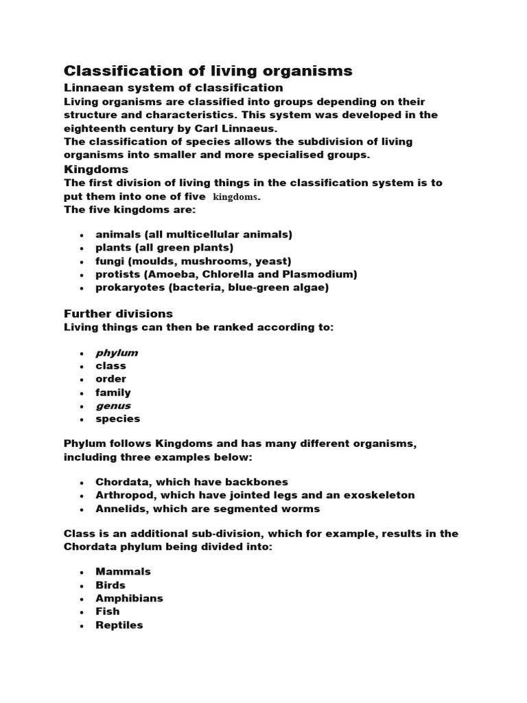 Understanding Biological Classification | PDF | Biology | Biological ...