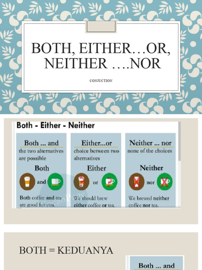 Both, Either, Neither English Lesson | PDF
