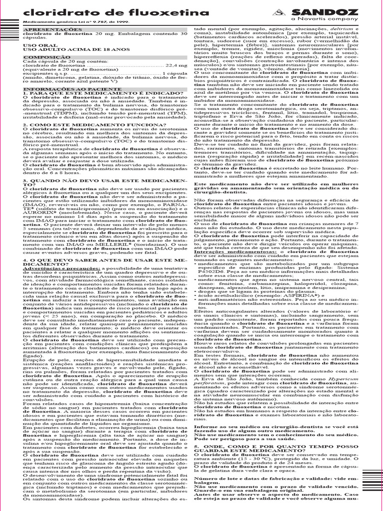 Desenvolvimento de Embalagem Fluoxetina | PDF | Gravidez | Medicina Clínica